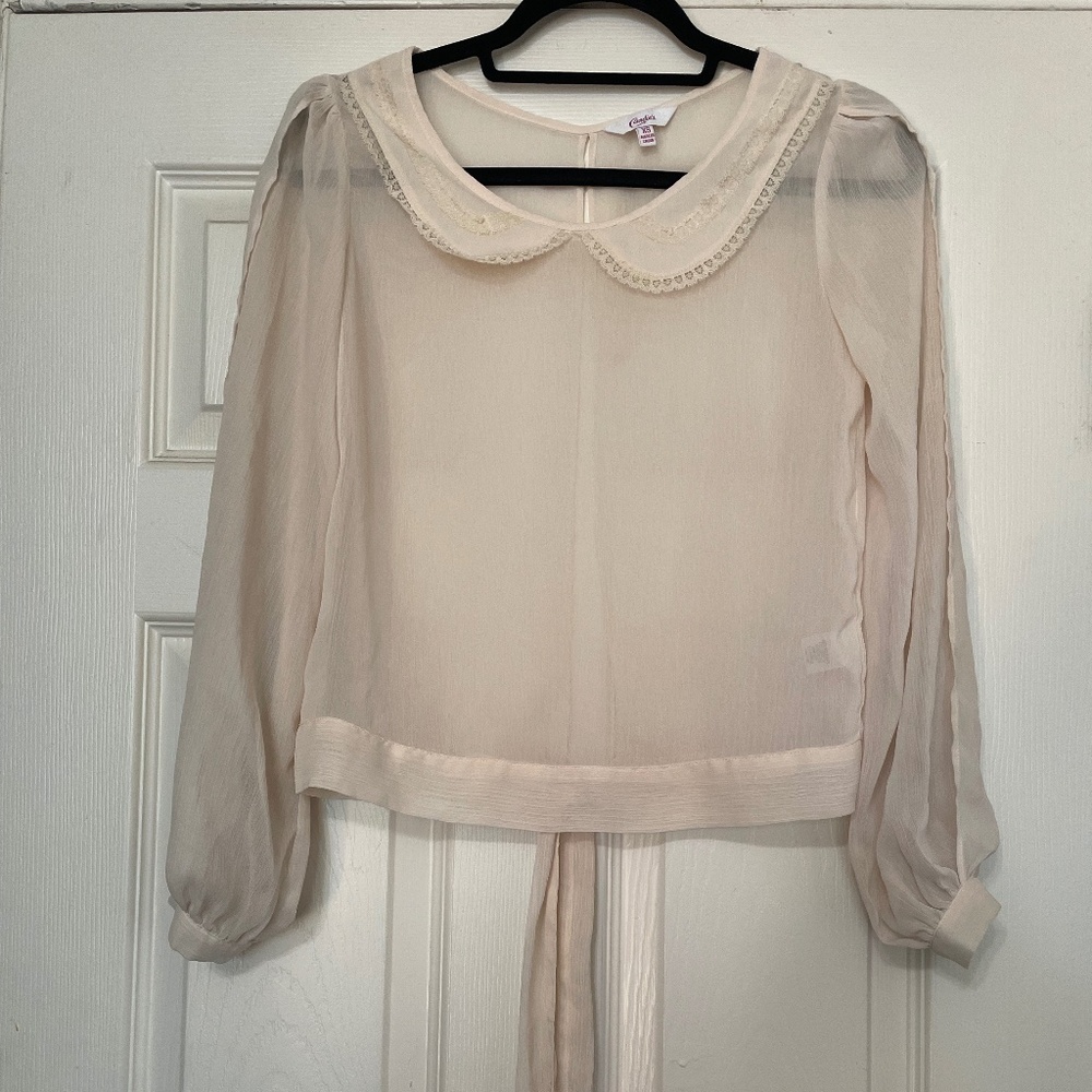 Candie's - XS Sheer Cream Blouse